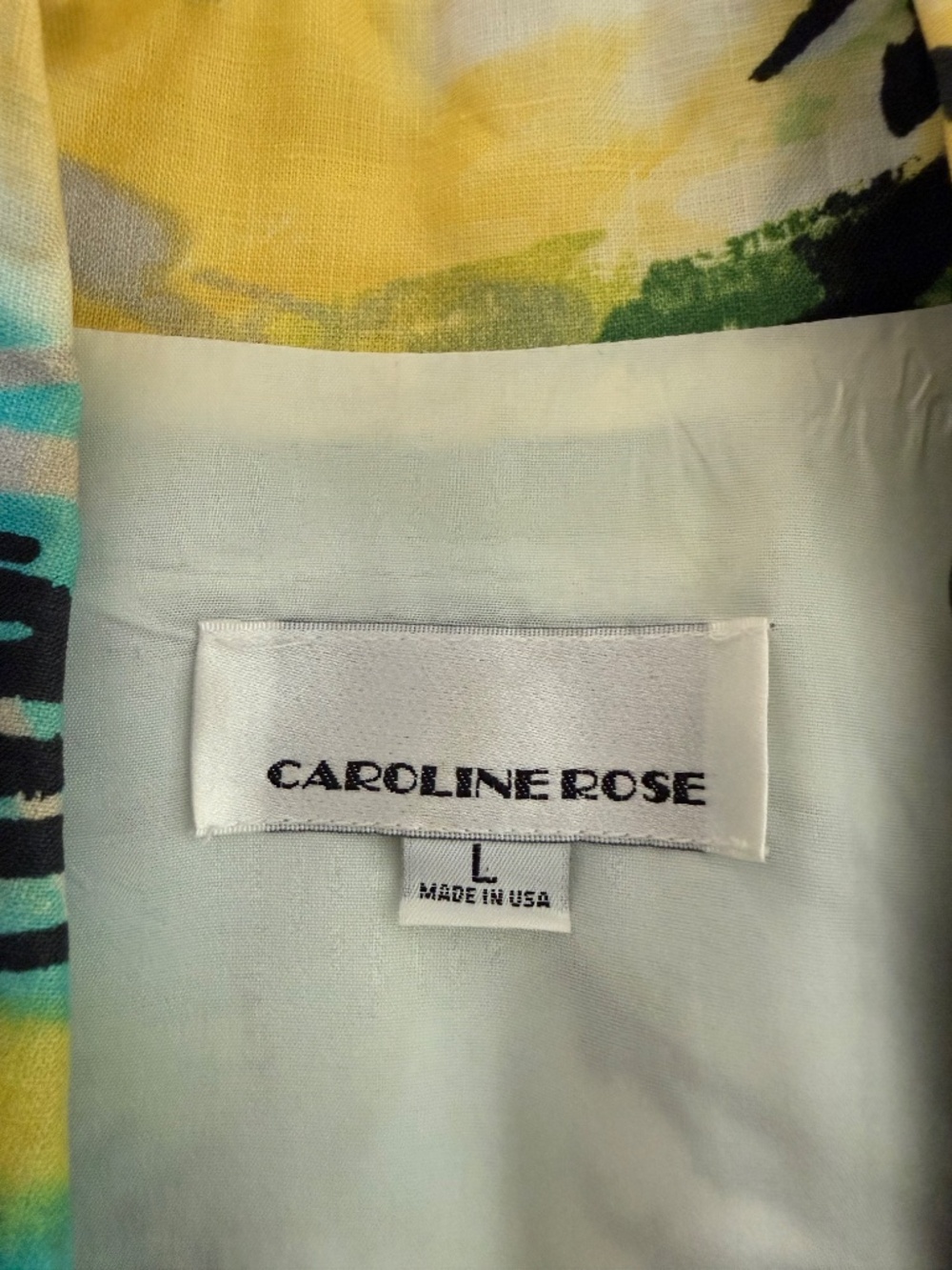 Caroline Rose Linen Jacket L Made USA Abstract Art Print Lined Designer Blazer - Picture 7 of 16